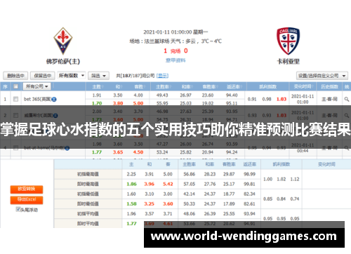 掌握足球心水指数的五个实用技巧助你精准预测比赛结果